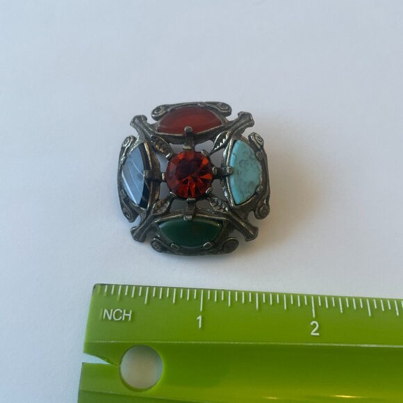 Signed Miracle Multi Color Stone Brooch - Picture 5 of 5